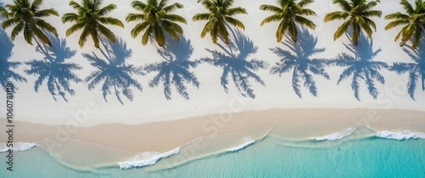 Obraz Aerial View of Palm Trees on Tropical Beach