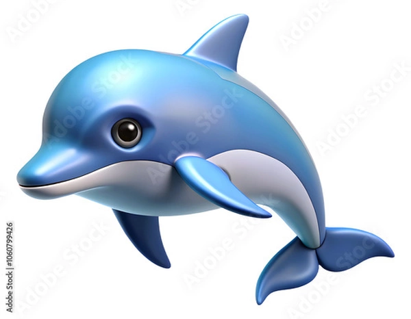 Obraz Cute 3D Cartoon Dolphin, generative Ai