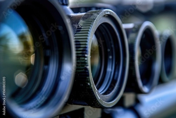 Fototapeta A close-up shot of a camera lens with a blurred background