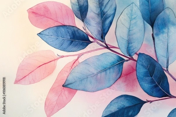 Fototapeta Close-up shot of a unique plant with pink and blue colored leaves