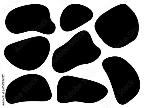 Fototapeta set of abstract black shapes in the form of spots on a white background