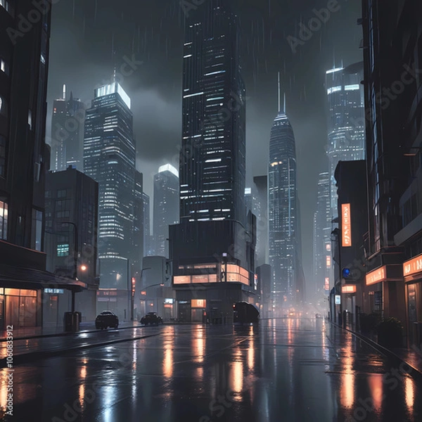 Obraz dark city view at night with less light