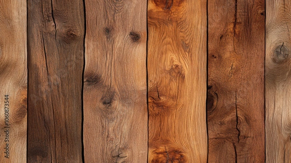 Fototapeta Seamless background, weathered wooden wall with peeling paint, showcasing a rustic texture