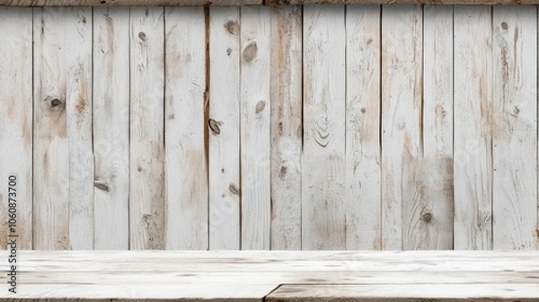 Fototapeta Seamless background, weathered wooden wall with peeling paint, showcasing a rustic texture