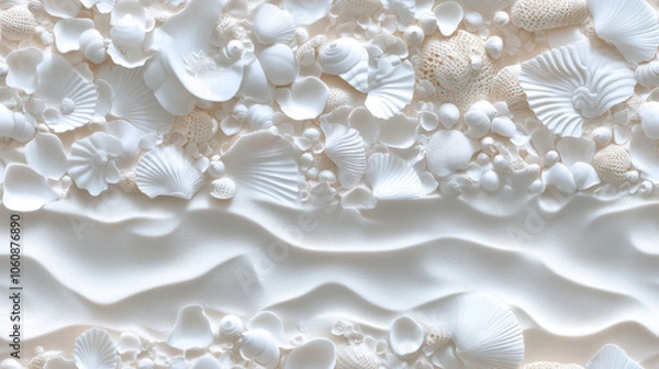 Fototapeta Seamless sand and shell-textured background, It feels like you're standing by the sea.
