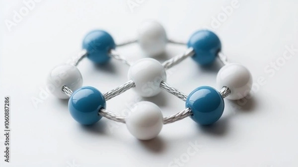 Fototapeta Blue White Beads Network Connection