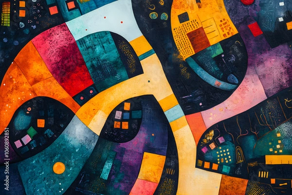 Fototapeta Abstract art with vibrant colors and geometric shapes.