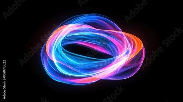 Obraz Abstract Colorful Light Swirls on Black Background