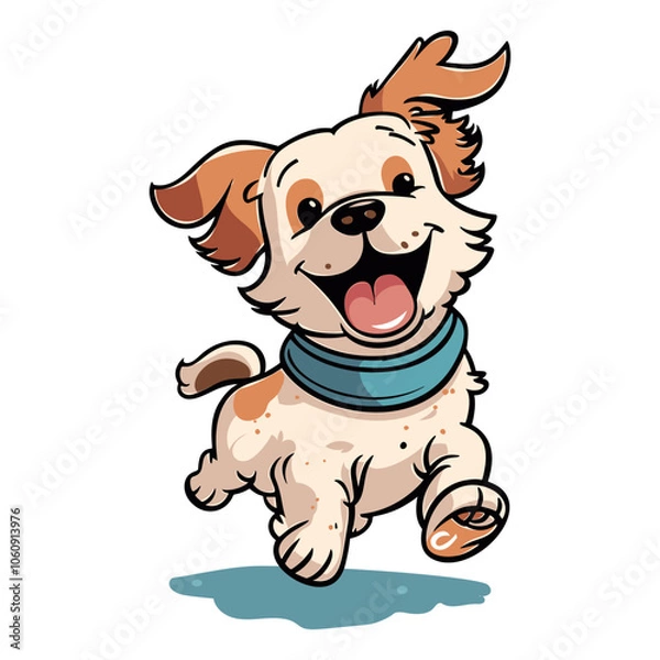 Fototapeta Cheerful Cartoon Dog Leaping With Joy and Playfulness