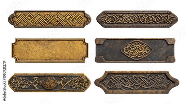 Fototapeta Decorative Medieval Frames and Ornaments for Viking-inspired UI Design Generative AI