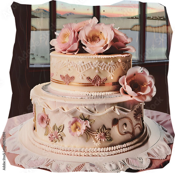 Obraz wedding cake with roses