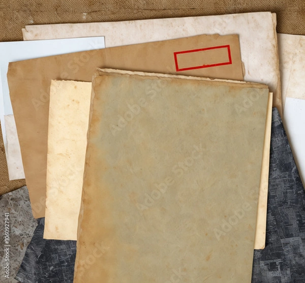 Obraz Old letters and reports. Retro papers. Generative AI