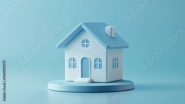 Fototapeta Modern 3D Smart Home Icon with Sleek Design | Home Automation Concept