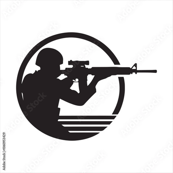 Fototapeta silhouette of a soldier with a rifle