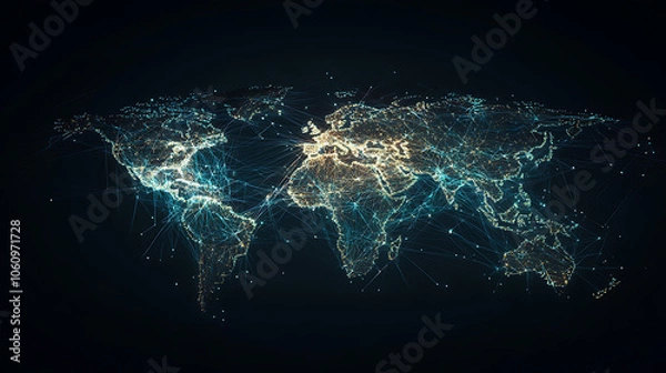 Fototapeta global business network connections corporate networking concept illustration digital art