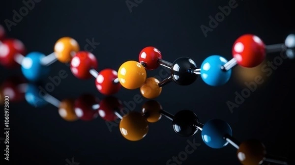 Fototapeta Colorful Molecule Model on Reflective Surface