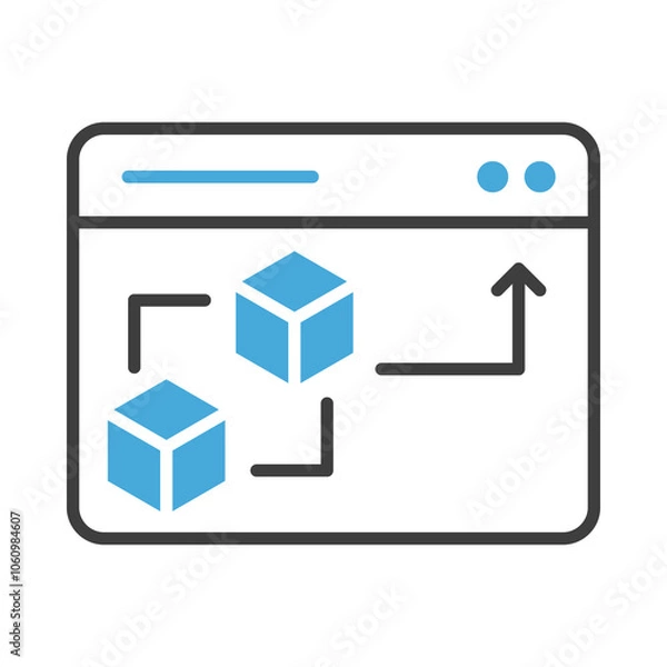 Fototapeta Browser with Connected Nodes Representing Unified Data Systems. Information Synchronization and Merging