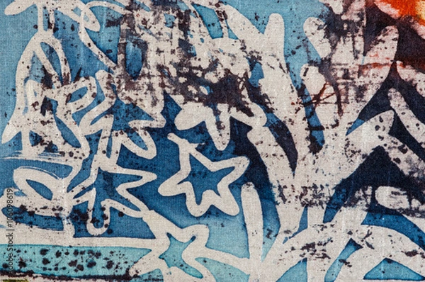 Fototapeta Stars, hot batik, background texture, handmade on silk, abstract surrealism art