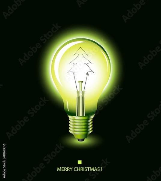 Obraz christmas tree light bulb - green - vector