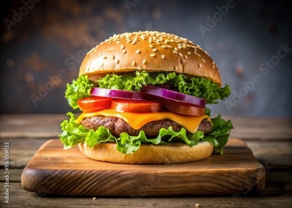 Obraz Fast Food burger gamburger restaurant chef.