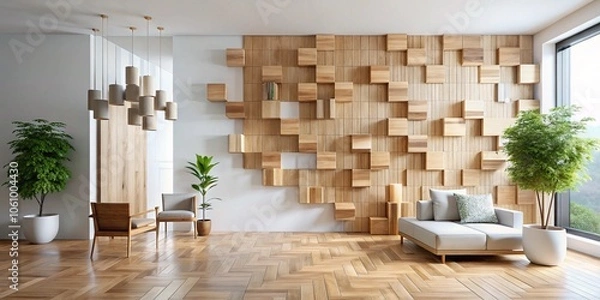 Obraz Wooden wall with planks texture, stylish room design