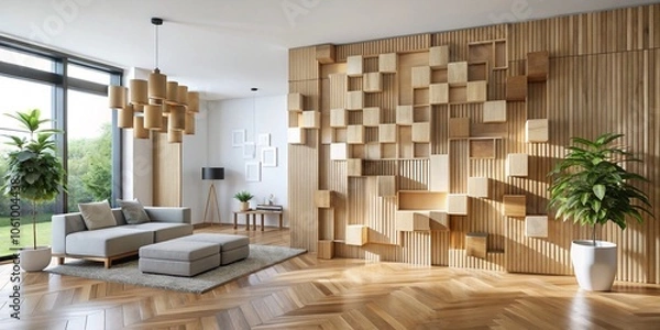 Obraz Wooden wall with planks texture, stylish room design