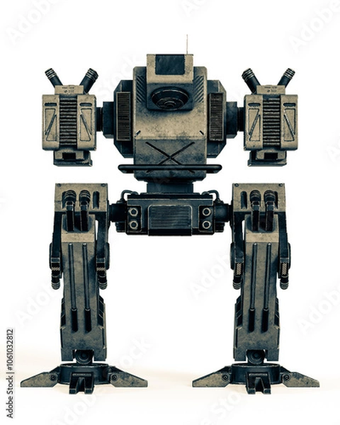 Fototapeta mortal war machine in white background on rear view