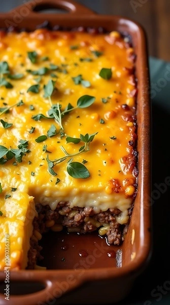 Obraz Chilean Pastel de Choclo with Corn and Beef Filling in a Traditional Style
