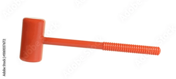 Fototapeta Plastic toy hammer or mallet isolated on white background. Cartoon concept toy for kids