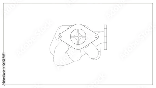 Fototapeta 3D Project of an Exhaust Manifold Design for Optimized Engine Performance.