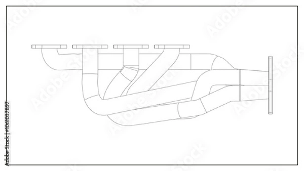 Fototapeta 3D Project of an Exhaust Manifold Design for Optimized Engine Performance.