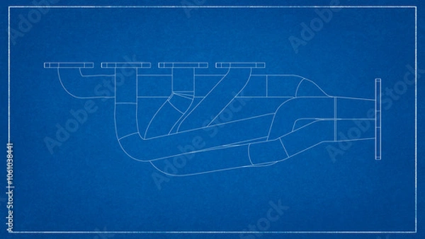 Fototapeta 3D Project of an Exhaust Manifold Design for Optimized Engine Performance.