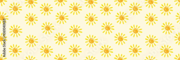 Fototapeta Cute background with hand drawn sun. Summer banner. Vector illustration