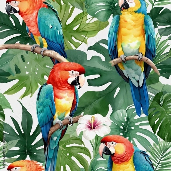 Obraz Paradise Wildlife Patterns: A Tropical Botanical Collection