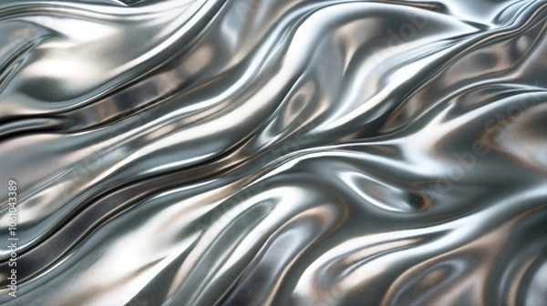 Fototapeta Abstract metallic silver waves texture background.