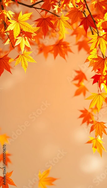 Obraz Empty blank frame on autumn maple leaves background. Fall mockup isolated with white highlights, png