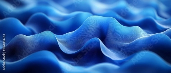 Fototapeta Abstract waves in shades of blue creating a fluid, dynamic visual effect.