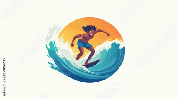 Fototapeta silhouette of a person with a fish in the sea