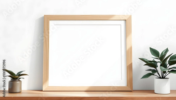 Fototapeta Wooden Frame 30x40 Mockup Studio Artistic isolated with white highlights, png