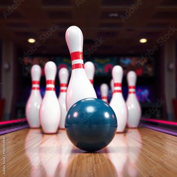 Obraz Kula strąca kręgle - bowling