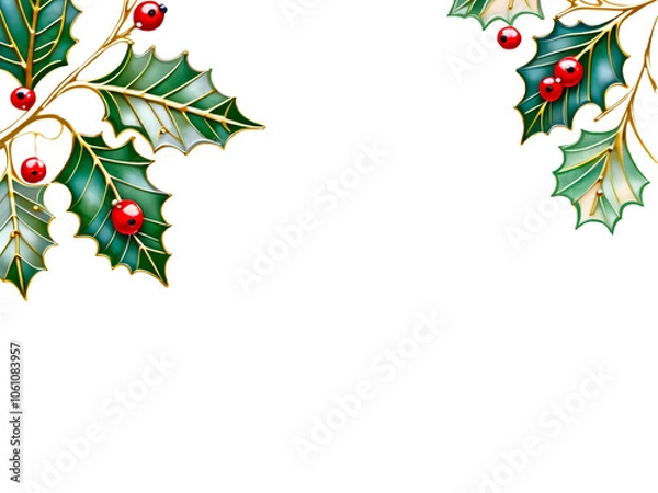 Obraz christmas holly berry berries frame isolated transparent
