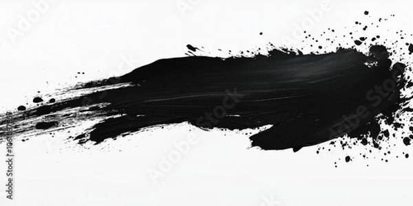 Fototapeta Abstract black in splash, paint, brush strokes, created by ai
