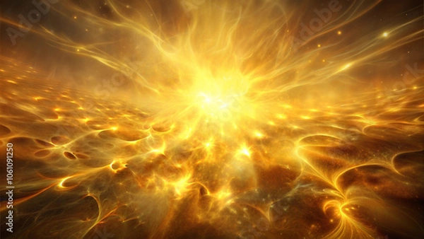 Obraz Energetic abstract golden explosion with dynamic light and vibrant flowing textures copy space

