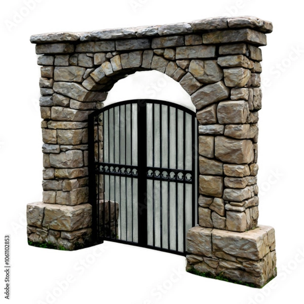 Fototapeta Isolated Stone Arch Gate for Architectural Visualizations, Game Design, and Illustration Projects