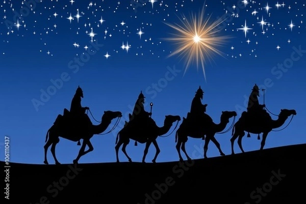 Fototapeta Starry Night of the Three Wise Men: A Journey of Reverence and Mystery