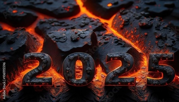 Fototapeta Lava Background with Bold 2025 Year