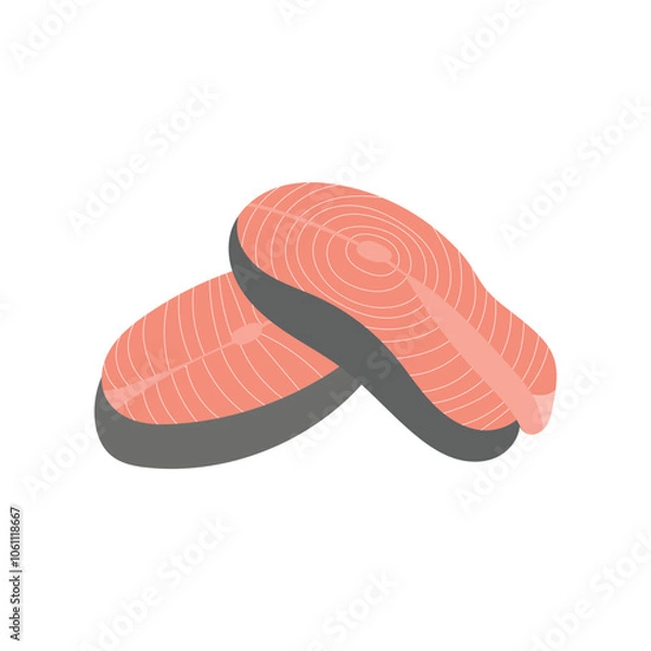 Fototapeta Logo salmon fish raw with blank background