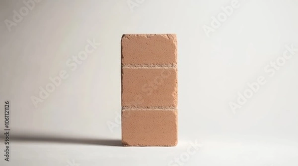 Fototapeta Single Tan Brick on a White Background