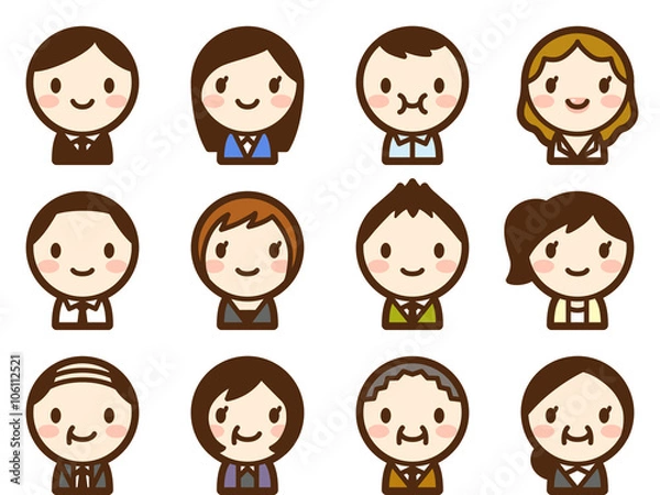 Obraz ビジネスマン　顔アイコン　セット