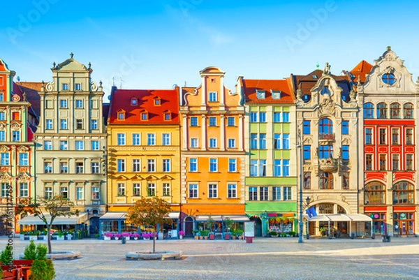 Obraz Beautiful view of the old town and market square. Wroclaw, Poland